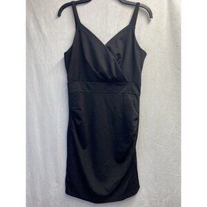 CURLBIUTY Ruched Body-con V-neck Spaghetti Pencil Dress Women Medium Black New